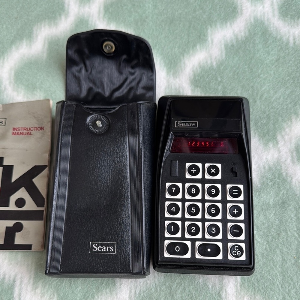 Vintage Sears 1970s Calculator with Case